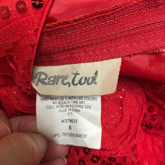 Rare Too Girls Dress Red Sparkling Rosettes size 6 - Picture 6 of 8